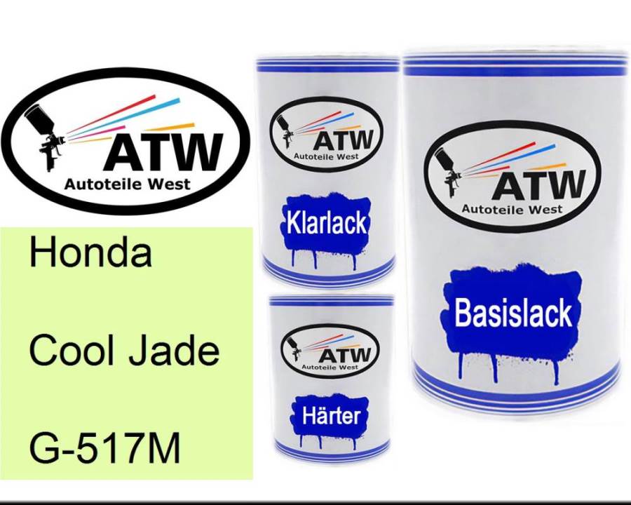 Honda, Cool Jade, G-517M: 500ml Lackdose + 500ml Klarlack + 250ml Härter - Set, von ATW Autoteile West.